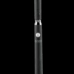 Sleek black electronic vape pen with a glowing green power button.