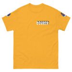 Bright yellow t-shirt with the word 'DOUBER' on the front.